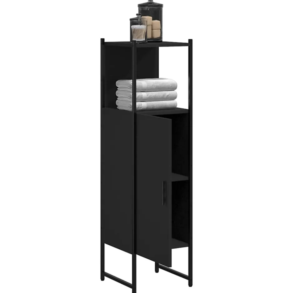zmh Armoire de salle de bain noir 33x33x120,5 cm bois d'ingénierie* Meuble Wc