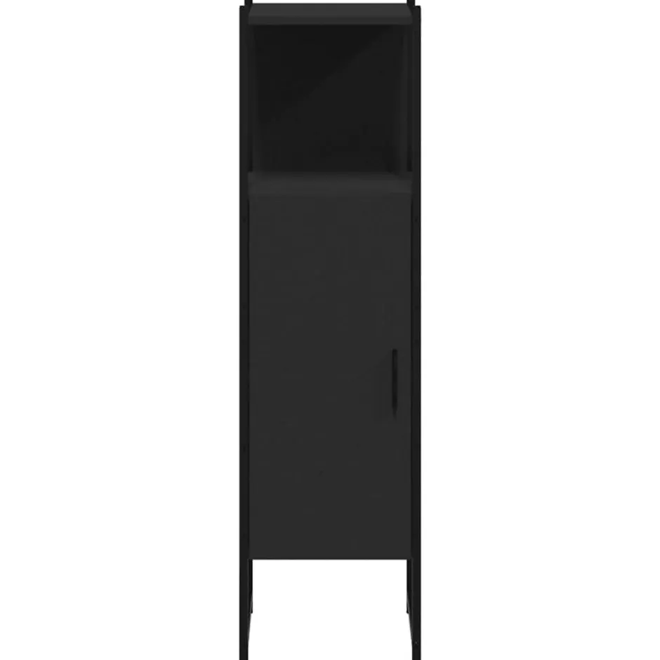 zmh Armoire de salle de bain noir 33x33x120,5 cm bois d'ingénierie* Meuble Wc
