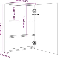 zmh Armoire de salle de bain à miroir LED 50x13x70 cm* Meuble Wc
