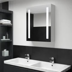 zmh Armoire de salle de bain à miroir LED 50x13x70 cm* Meuble Wc