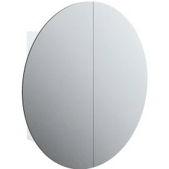 zmh Armoire de salle de bain miroir rond et LED Blanc 54x54x17,5 cm* Meuble Wc