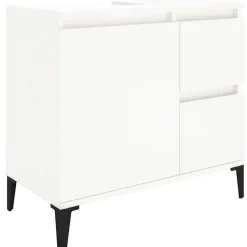 zmh Armoire de salle de bain blanc 65x33x60 cm bois d'ingénierie