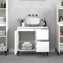 zmh Armoire de salle de bain blanc 65x33x60 cm bois d'ingénierie
