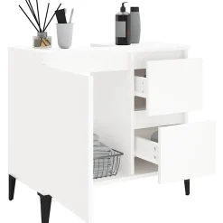 zmh Armoire de salle de bain blanc 65x33x60 cm bois d'ingénierie
