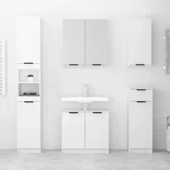 zmh Armoire de salle de bain blanc 32x34x188,5 cm bois d'ingénierie