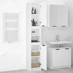 zmh Armoire de salle de bain blanc 32x34x188,5 cm bois d'ingénierie