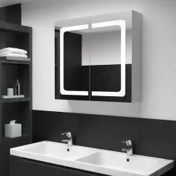 zmh Armoire de salle de bain à miroir LED 80x12,2x68 cm* Meuble Wc