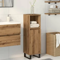 zmh Armoire de salle de bain chêne artisanal 30x30x100 cm