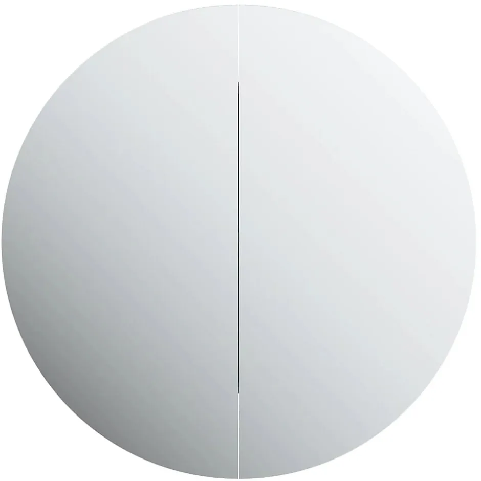 zmh Armoire de salle de bain miroir rond et LED Noir 47x47x17,5 cm
