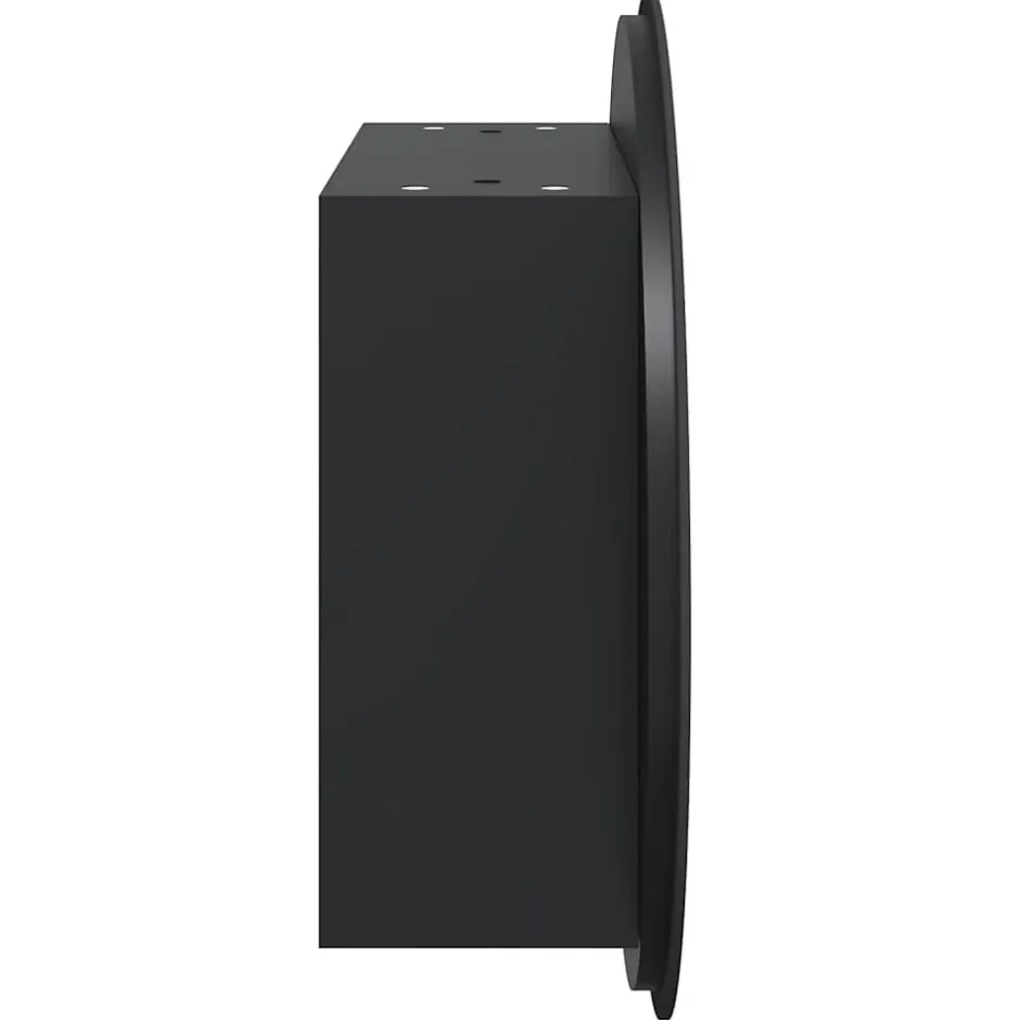 zmh Armoire de salle de bain miroir rond et LED Noir 47x47x17,5 cm
