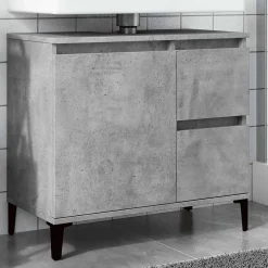 zmh Armoire d'évier gris béton 65x33x60 cm bois d'ingénierie* Meuble Wc