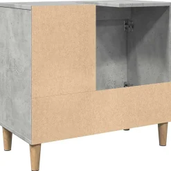 zmh Armoire d'évier gris béton 65x33x60 cm bois d'ingénierie
