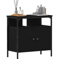 zmh Armoire lavabo de salle de bain chêne noir 60x30x60 cm* Meuble Wc