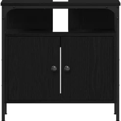 zmh Armoire lavabo de salle de bain chêne noir 60x30x60 cm* Meuble Wc