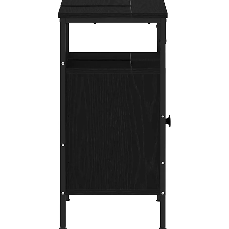 zmh Armoire lavabo de salle de bain chêne noir 60x30x60 cm* Meuble Wc