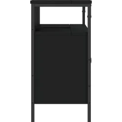 zmh Armoire lavabo de salle de bain noir 80x30x60 cm
