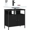 zmh Armoire lavabo de salle de bain noir 60x30x60 cm* Meuble Wc