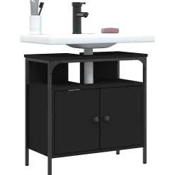 zmh Armoire lavabo de salle de bain noir 60x30x60 cm* Meuble Wc