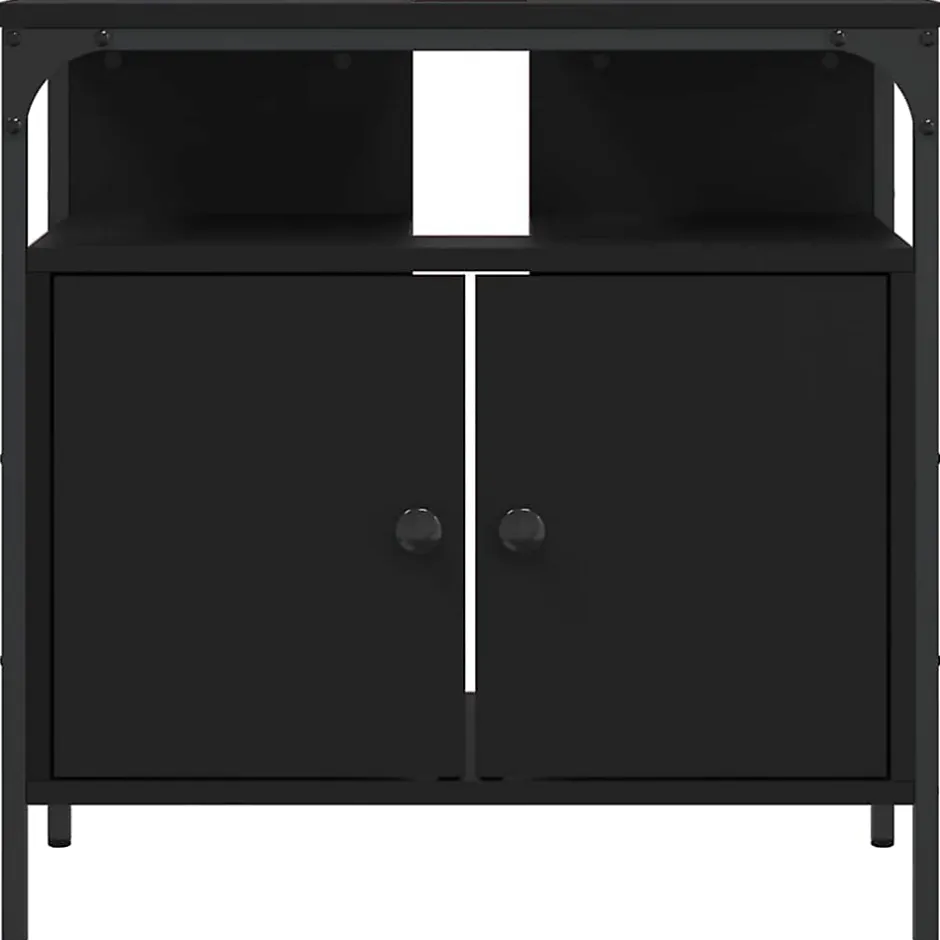 zmh Armoire lavabo de salle de bain noir 60x30x60 cm* Meuble Wc