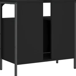 zmh Armoire lavabo de salle de bain noir 60x30x60 cm* Meuble Wc