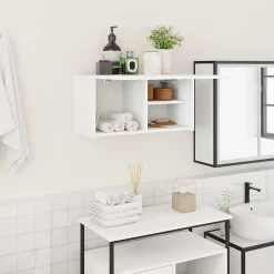 zmh Armoire murale de bain blanc 60x25x30 cm bois d'ingénierie* Meuble Wc