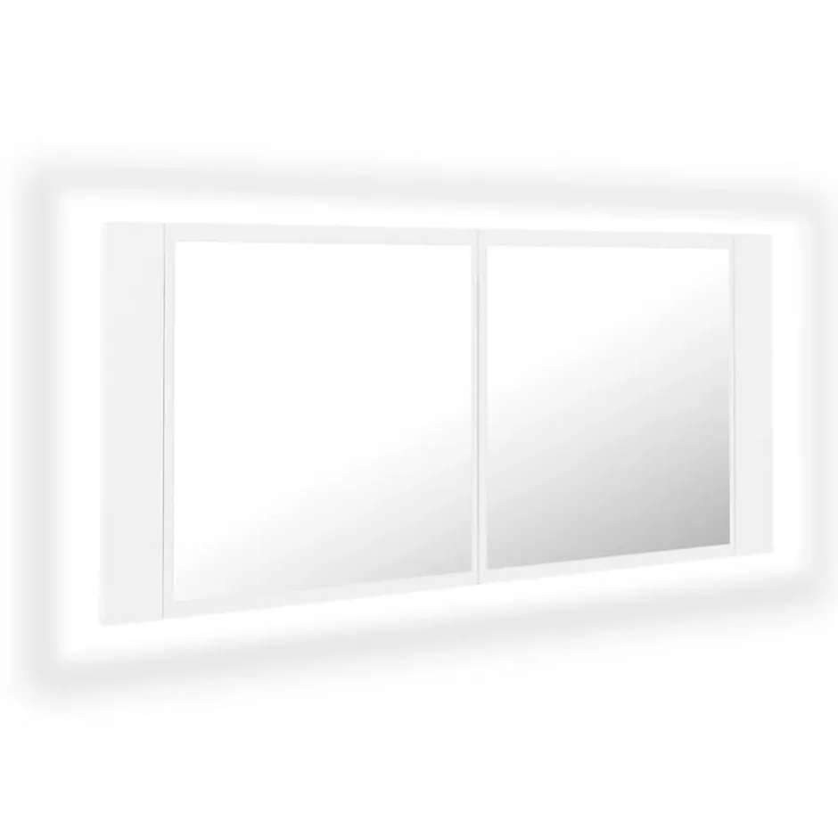 zmh Armoire salle de bain à miroir LED Blanc 100x12x45 cm Acrylique* Meuble Wc