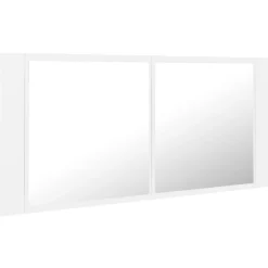 zmh Armoire salle de bain à miroir LED Blanc 100x12x45 cm Acrylique* Meuble Wc