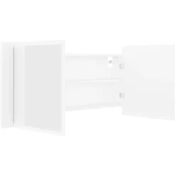 zmh Armoire salle de bain à miroir LED Blanc 100x12x45 cm Acrylique* Meuble Wc