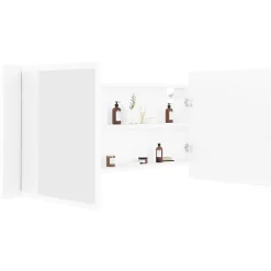 zmh Armoire salle de bain à miroir LED Blanc 100x12x45 cm Acrylique* Meuble Wc