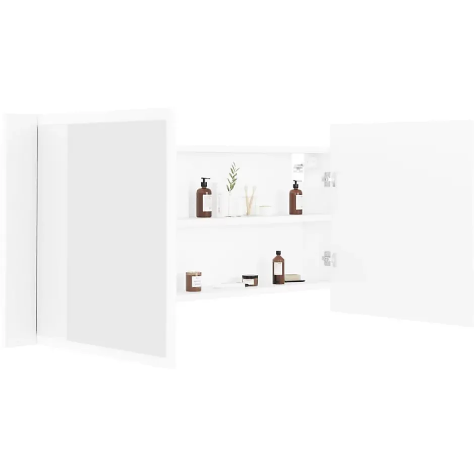 zmh Armoire salle de bain à miroir LED Blanc 100x12x45 cm Acrylique* Meuble Wc