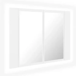zmh Armoire salle de bain à miroir LED Blanc 60x12x45 cm Acrylique
