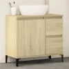 zmh Armoire salle de bain chêne sonoma 65x33x60 cm