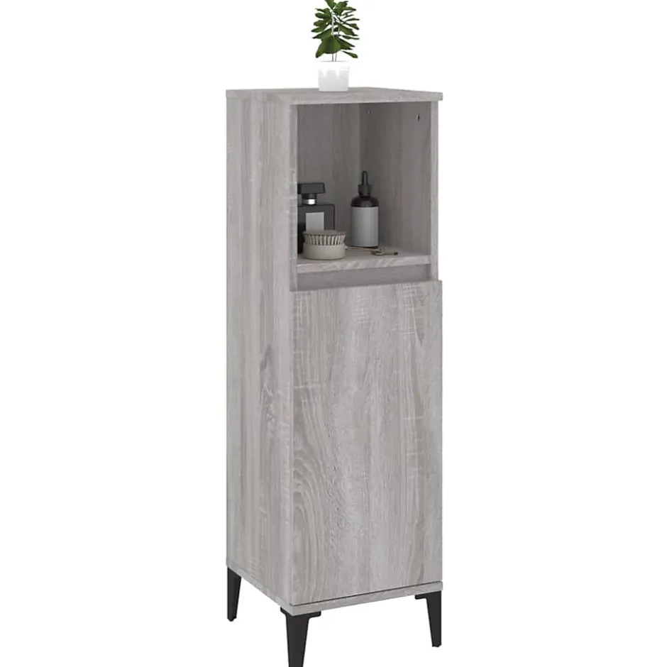 zmh Armoire salle de bain sonoma gris 30x30x100 cm