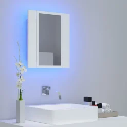 zmh Armoire salle de bain à miroir LED Blanc 40x12x45 cm Acrylique* Meuble Wc