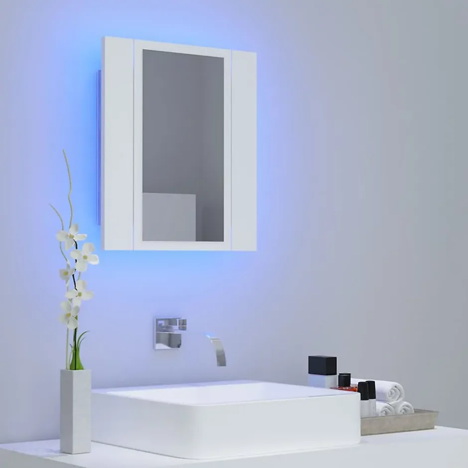 zmh Armoire salle de bain à miroir LED Blanc 40x12x45 cm Acrylique* Meuble Wc