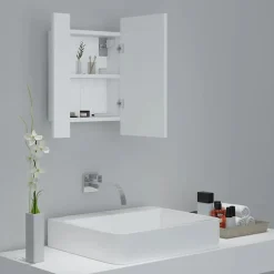 zmh Armoire salle de bain à miroir LED Blanc 40x12x45 cm Acrylique* Meuble Wc