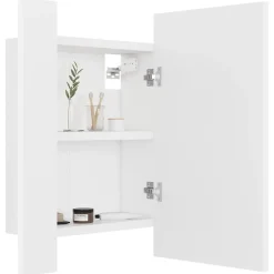 zmh Armoire salle de bain à miroir LED Blanc 40x12x45 cm Acrylique* Meuble Wc