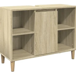 zmh Armoire salle de bain chêne sonoma 80x33x60cm bois d'ingénierie