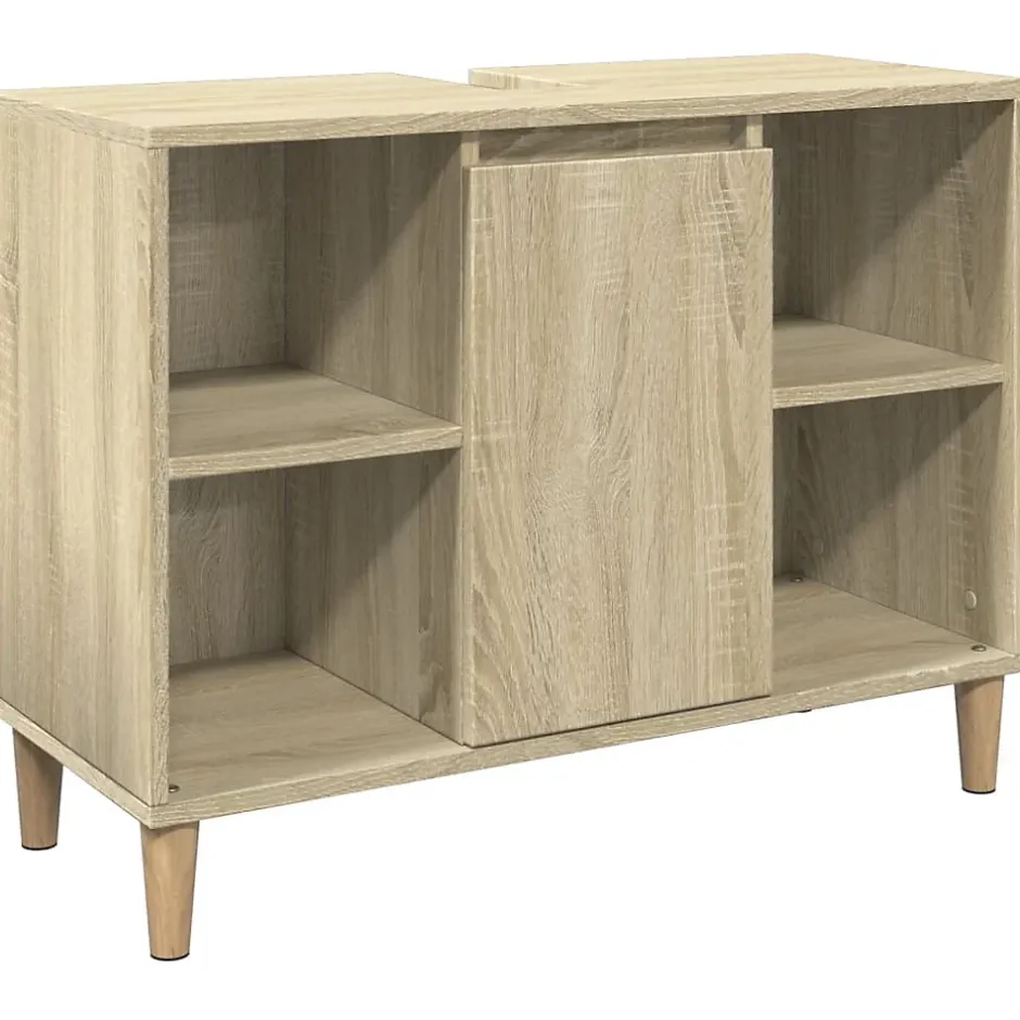 zmh Armoire salle de bain chêne sonoma 80x33x60cm bois d'ingénierie