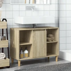 zmh Armoire salle de bain chêne sonoma 80x33x60cm bois d'ingénierie