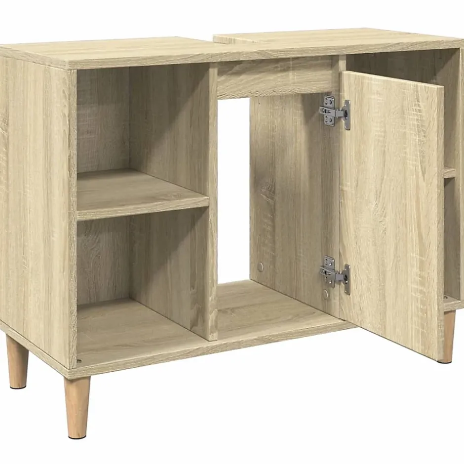 zmh Armoire salle de bain chêne sonoma 80x33x60cm bois d'ingénierie