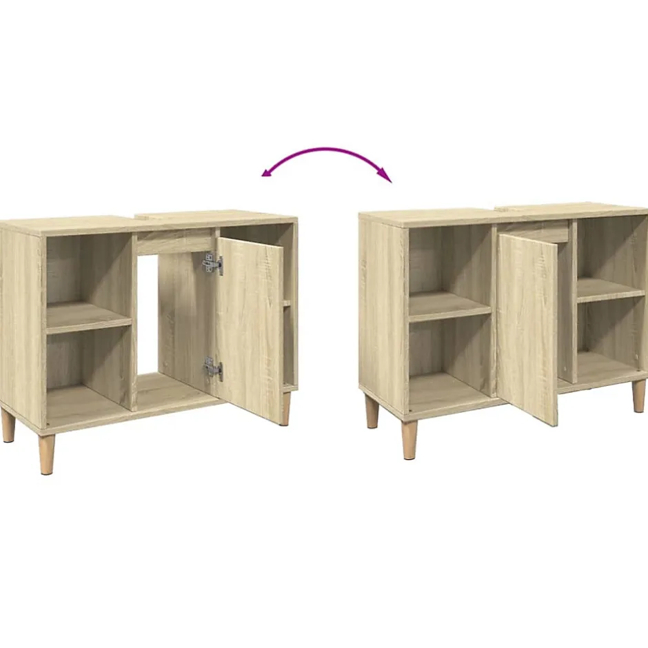 zmh Armoire salle de bain chêne sonoma 80x33x60cm bois d'ingénierie