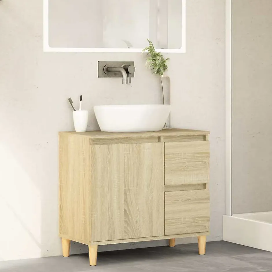 zmh Armoire salle de bain chêne sonoma 65x33x60 cm