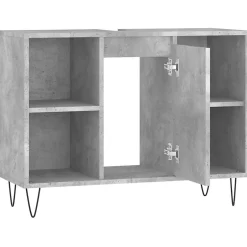zmh Armoire salle de bain gris béton 80x33x60cm bois d'ingénierie