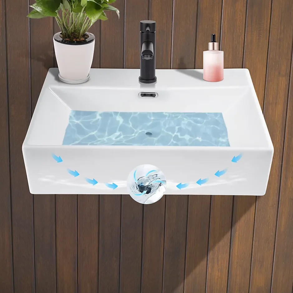 zmh Lavabo Carré En Céramique à Poser 51x42x15cm Blanc* Plan Simple Vasque