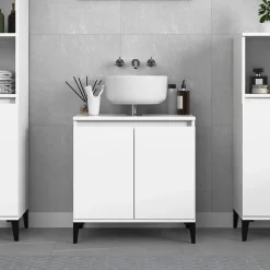 zmh Meuble d'évier blanc 58x33x60 cm bois d'ingénierie* Meuble Wc
