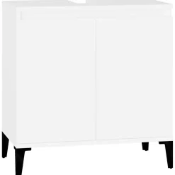 zmh Meuble d'évier blanc 58x33x60 cm bois d'ingénierie* Meuble Wc