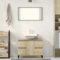 zmh Meuble d'évier chêne sonoma 80x33x60 cm bois d'ingénierie* Meuble Wc