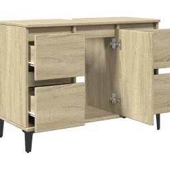 zmh Meuble d'évier chêne sonoma 80x33x60 cm bois d'ingénierie* Meuble Wc
