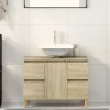 zmh Meuble d'évier chêne sonoma 80x33x60 cm bois d'ingénierie* Meuble Wc
